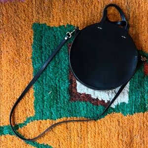 Clare V Petit Alistair Circle Crossbody Purse in black